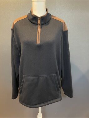 Daniel Cremieux Black Half-Zip Sweater with Brown Shoulder Panels